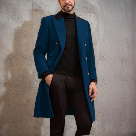 Men's Colorblock Wool Lapel Coat 9261112426680