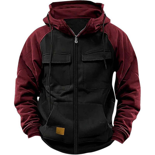 Men's Casual Colorblock Raglan Sleeve Hooded Sweatshirt Jacket 9261082181816