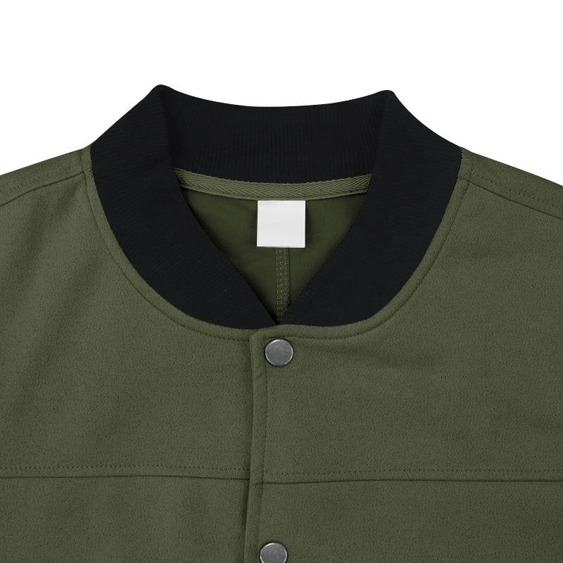 Men's Solid Color Suede Single Breasted Long Sleeve Casual Jacket 9879142072504