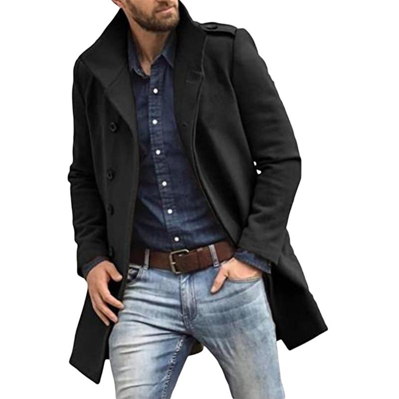 Men's Stand Collar Single Breasted Mid-length Coat 9261104234680