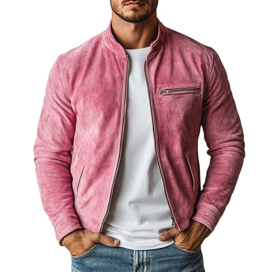 Men's Fashion Suede Stand Collar Multi-Pocket Jacket 9886816633016