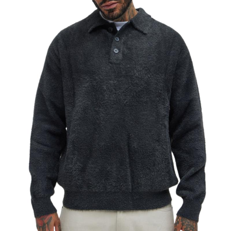 Men's Vintage Casual POLO Collar Mohair Sweater 9883358396600