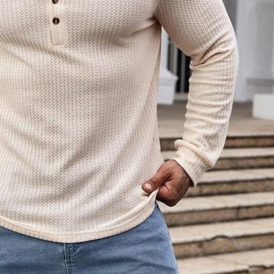 Men's Classic Casual Button V-Neck Slim Fit Long Sleeve T-Shirt 9261142376632