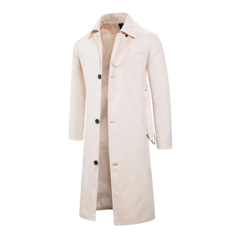 Men's Retro Classic Lapel Single Breasted Belt Long Trench Coat 9261105152184