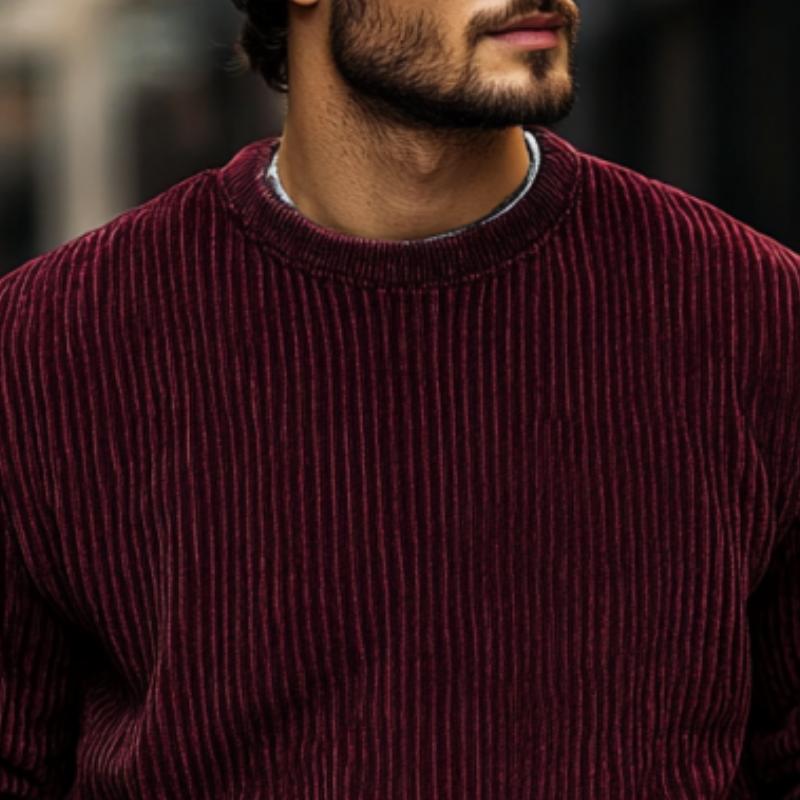 Men's Classic Casual Crew Neck Corduroy Sweatshirt 9885839327416