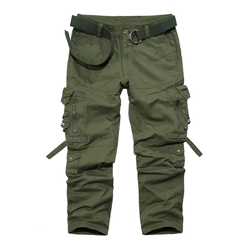 Men's Solid Cotton Multi-pocket Straight Cargo Pants 9261768278200