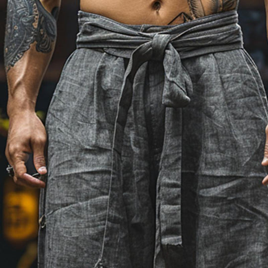 Men's Retro Casual Linen Breathable Loose Long Pants 9887363137720