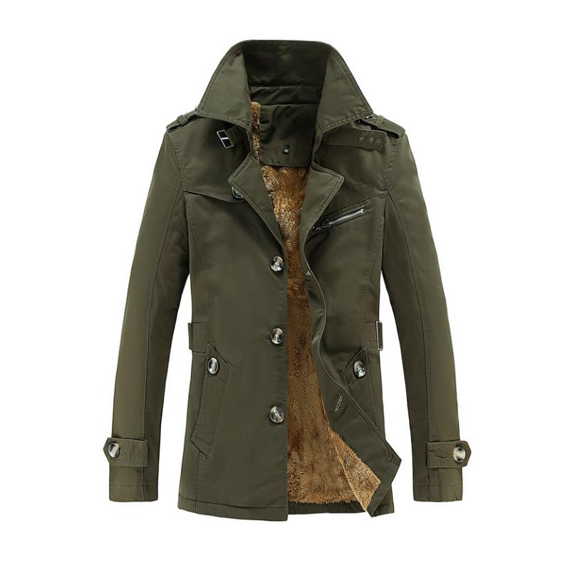 Men's Casual Cotton Fleece Warm Notch Lapel Single-breasted Trench Coat 9261112131768