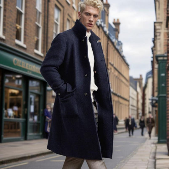 Men's Fashion Woolen Lapel Single Breasted Long Coat 9261106331832