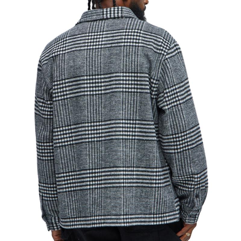 Men's Casual Houndstooth Lapel Long Sleeve Shirt 9884639854776