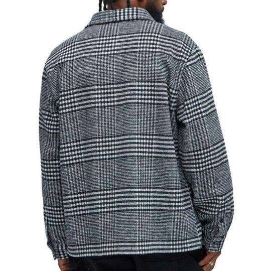 Men's Casual Houndstooth Lapel Long Sleeve Shirt 9884639854776
