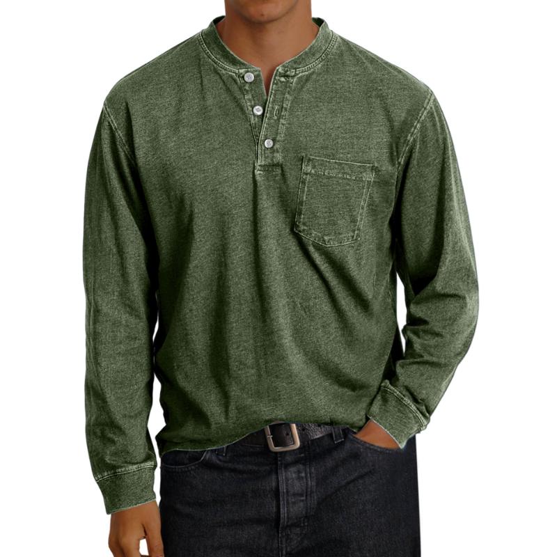 Men's Casual Printed Button-Down Long Sleeve T-Shirt 9261142933688