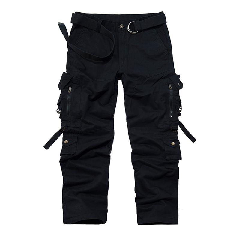 Men's Solid Cotton Multi-pocket Straight Cargo Pants 9261768278200