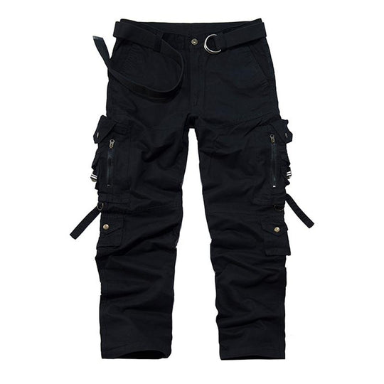 Men's Solid Cotton Multi-pocket Straight Cargo Pants 9261768278200