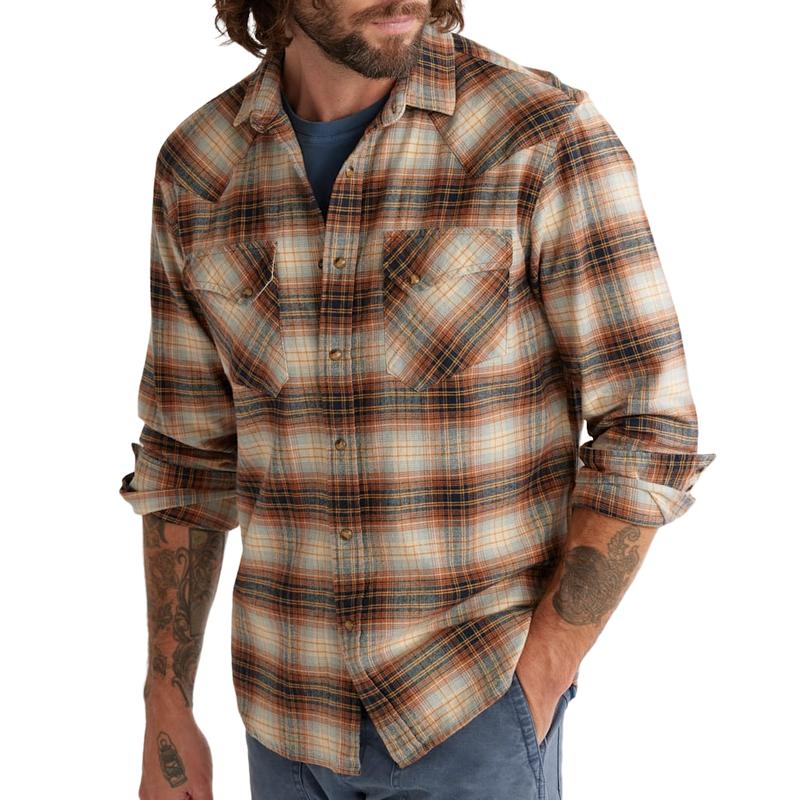 Men's Retro Colorblock Check Long Sleeve Lapel Shirt 9888004473016