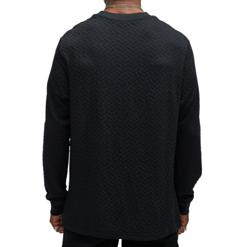 Men's Casual Loose Round Neck 3D Embossed Long Sleeve Sweatshirt 9883356889272