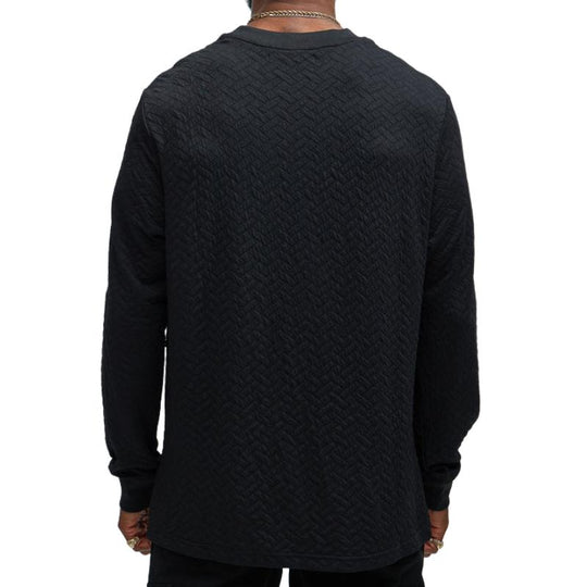 Men's Casual Loose Round Neck 3D Embossed Long Sleeve Sweatshirt 9883356889272