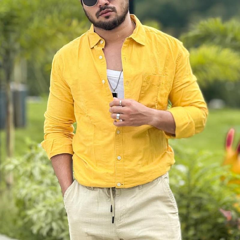 Men's Fashion Solid Color Long Sleeve Shirt 9886816764088