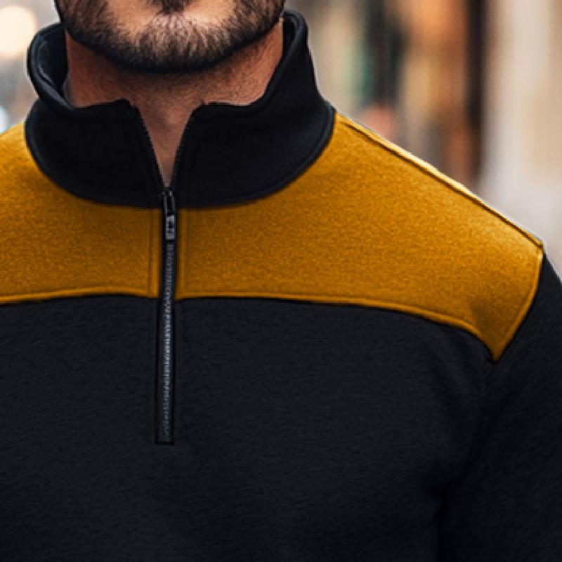 Men's Retro Casual Colorblock Stand Collar Sweatshirt 9267508183224