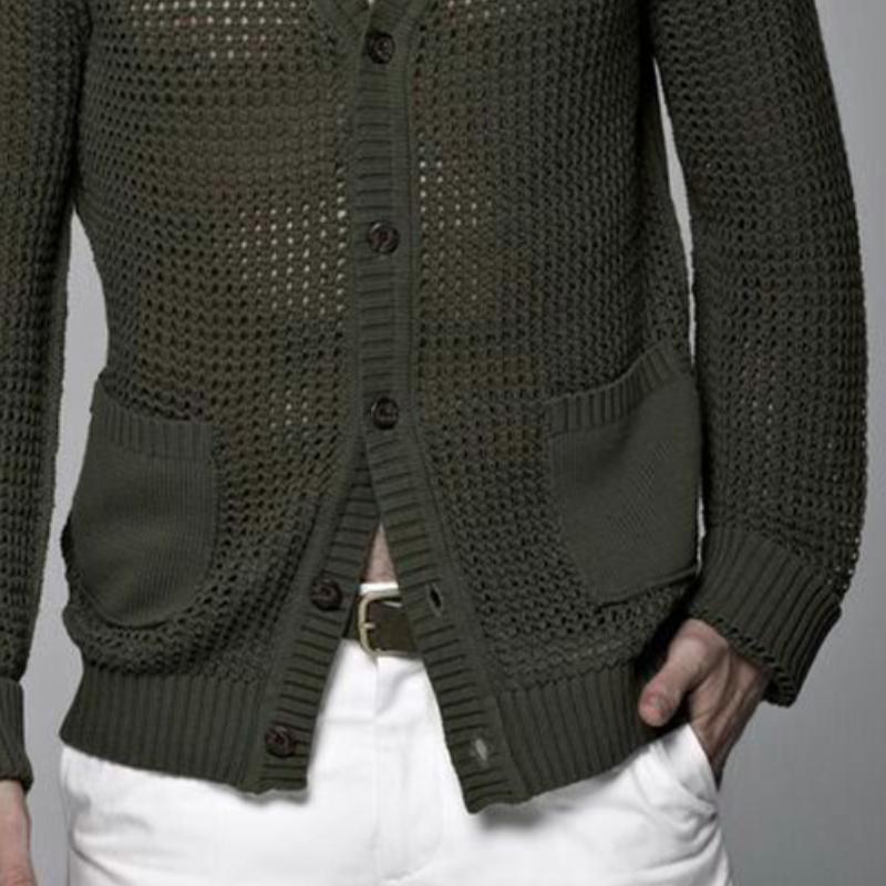 Men's Casual Fashionable Slim Fit V-neck Knitted Cardigan 9887361597624