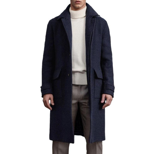 Men's Fashion Woolen Lapel Single Breasted Long Coat 9261106331832