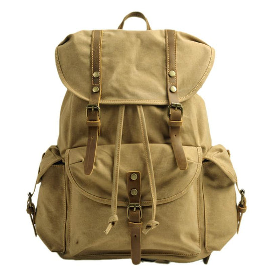 Men's Retro Outdoor Large Capacity Multi-Pocket Canvas Backpack 9262190526648