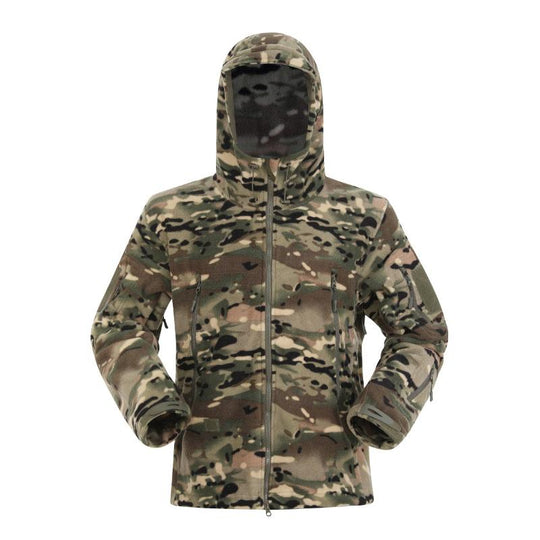 Men's Hooded Outdoor Warm Camouflage Fleece Jacket 9261111345336