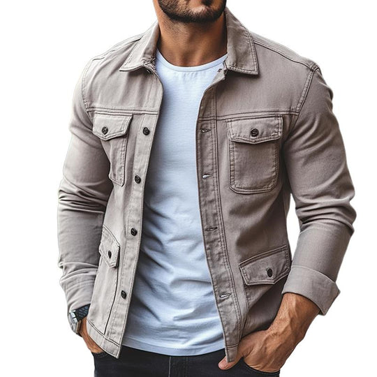 Men's Retro Casual Washed Multi-Pocket Button Jacket 9877927100600