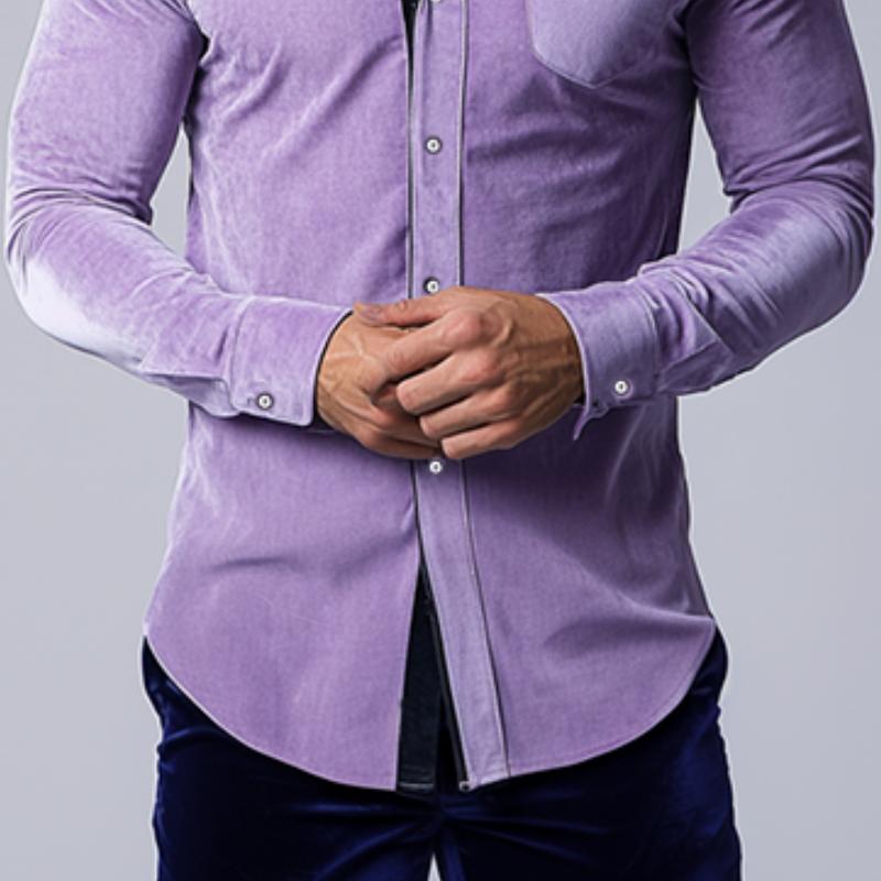Men's Classic Casual Velvet Slim Fit Long Sleeve Shirt 9887361630392