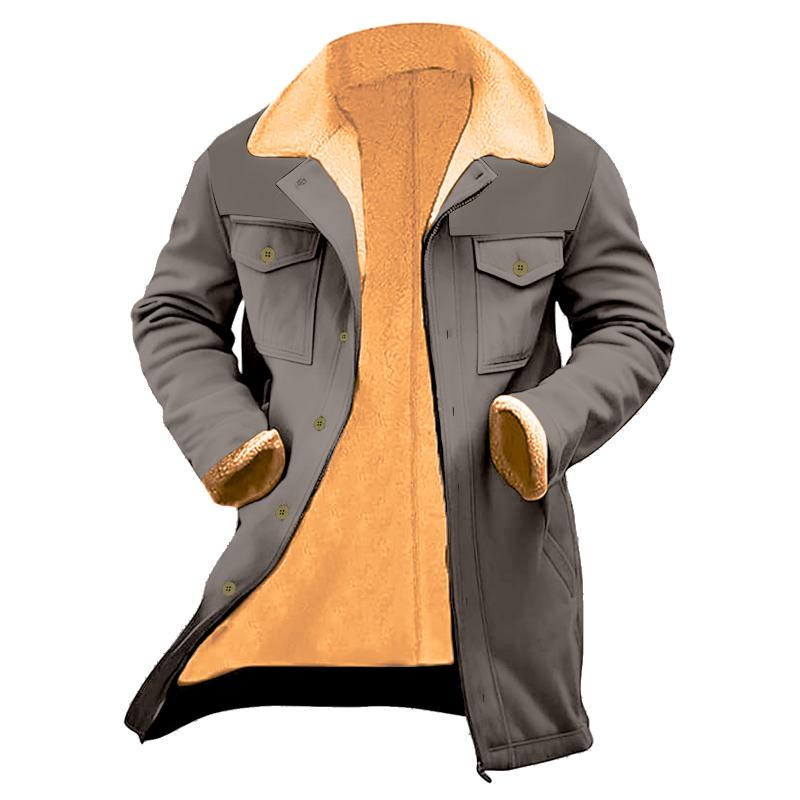 Men's Solid Color Printed Button Patchwork Coat 9261105971384