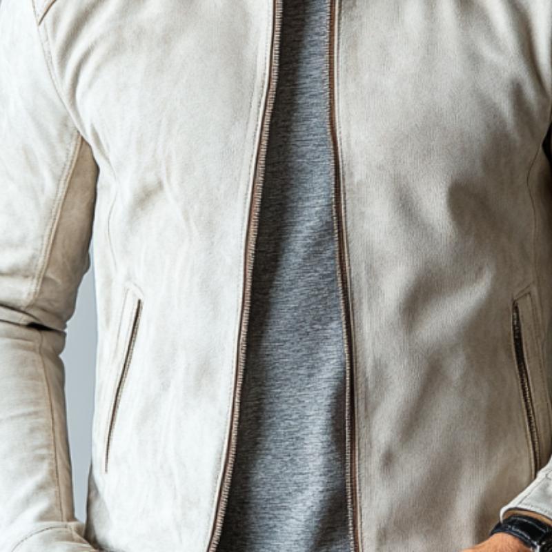 Men's Fashion Casual Suede Zipper Stand Collar Jacket 9877643296952