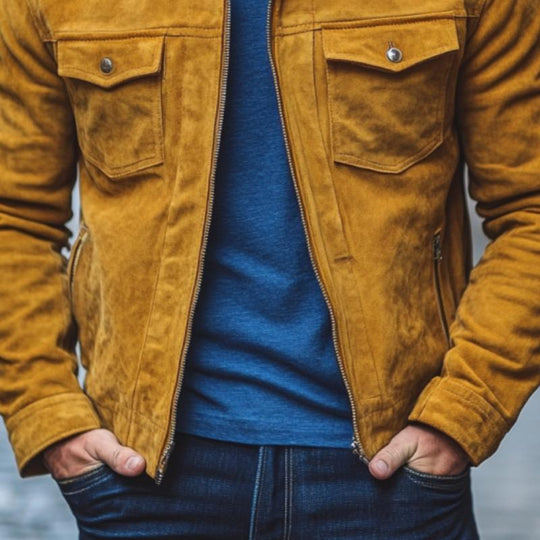 Men's Classic Casual Multi-Pocket Suede Jacket 9888007356600