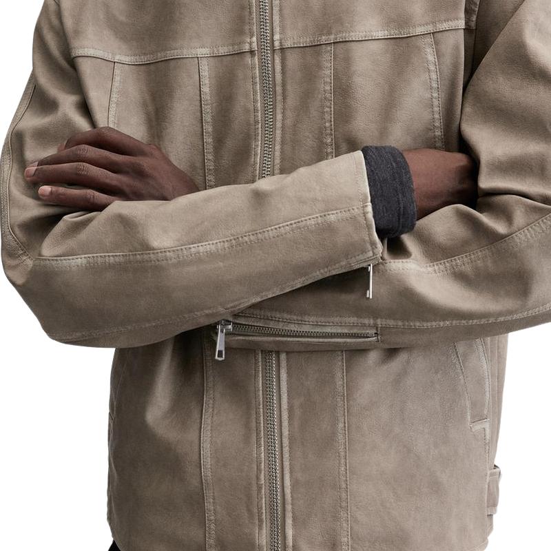 Men's Vintage Lapel Zipper Suede Jacket 9884640215224