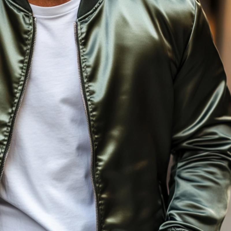 Men's Fashion Satin Baseball Jacket 9887362875576