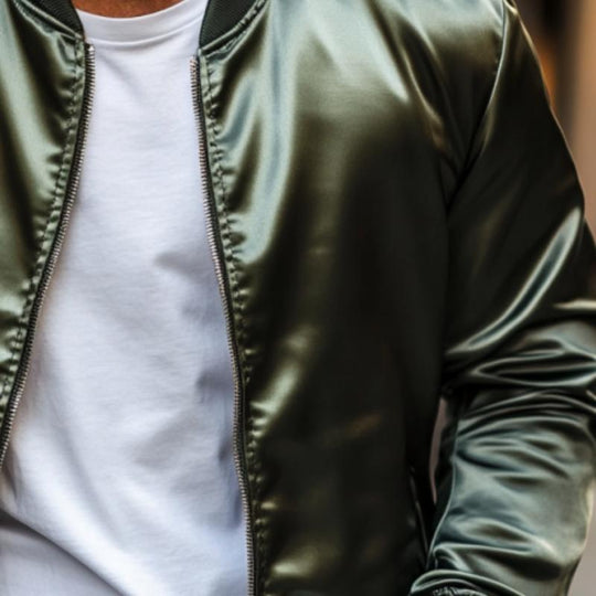 Men's Fashion Satin Baseball Jacket 9887362875576