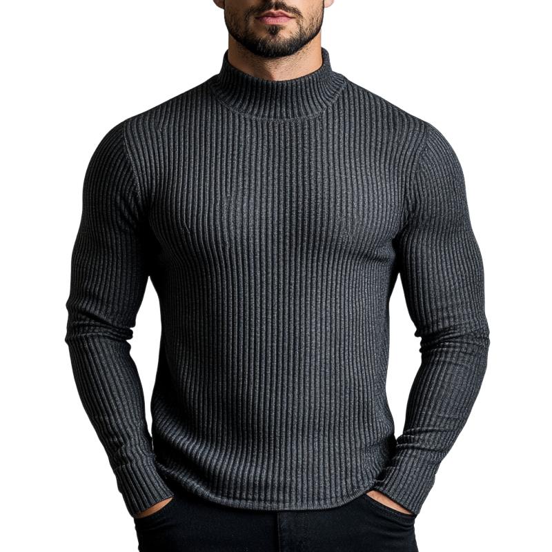 Men's Classic Casual Half Turtleneck Knitted Long Sleeve T-Shirt 9890062336184