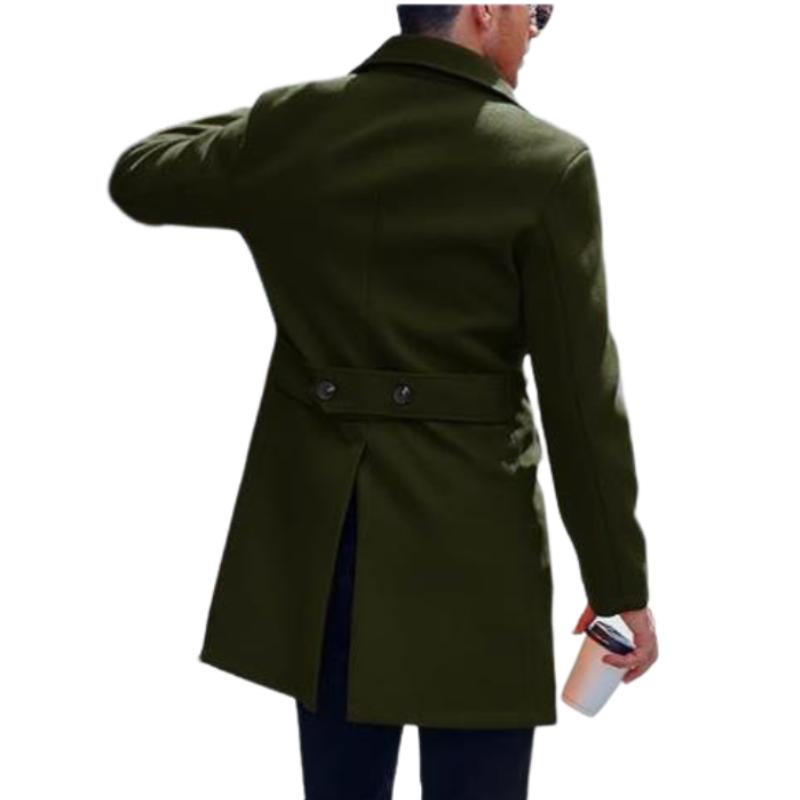 Men's Casual Mid-length Double-breasted Woolen Coat 9261109215416