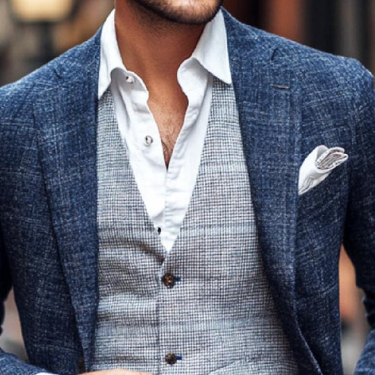 Men's Retro Casual Plaid Straight Shoulder Blazer 9273156337848