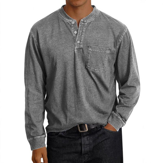 Men's Casual Printed Button-Down Long Sleeve T-Shirt 9261142933688