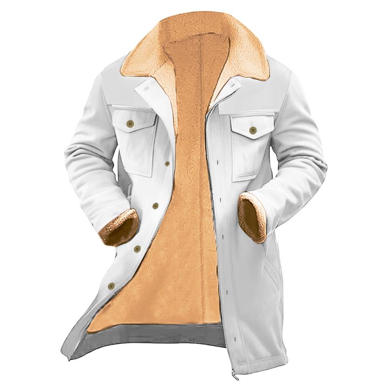 Men's Solid Color Printed Button Patchwork Coat 9261105971384