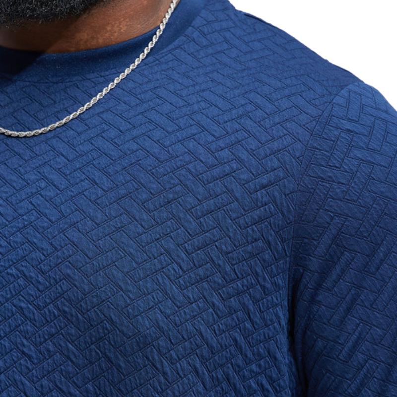 Men's Casual Loose Round Neck 3D Embossed Long Sleeve Sweatshirt 9883356889272