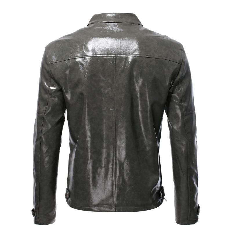 Men's Fashion Stand Collar Punk Biker Leather Jacket 9261084999864