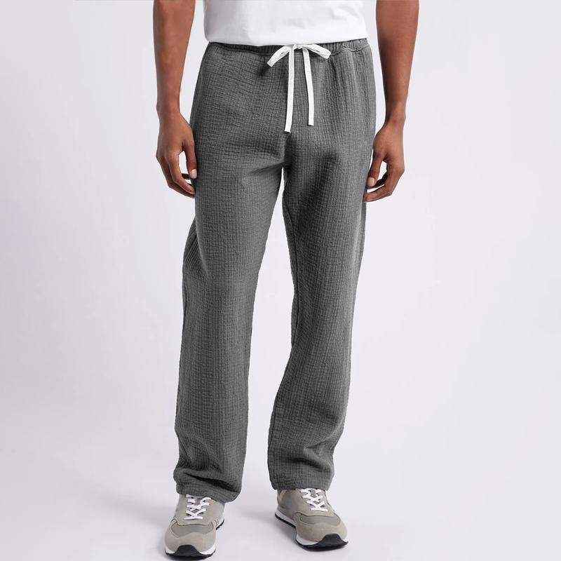 Men's Fashion Solid Color Waffle Elastic Waist Casual Pants 9880237998264