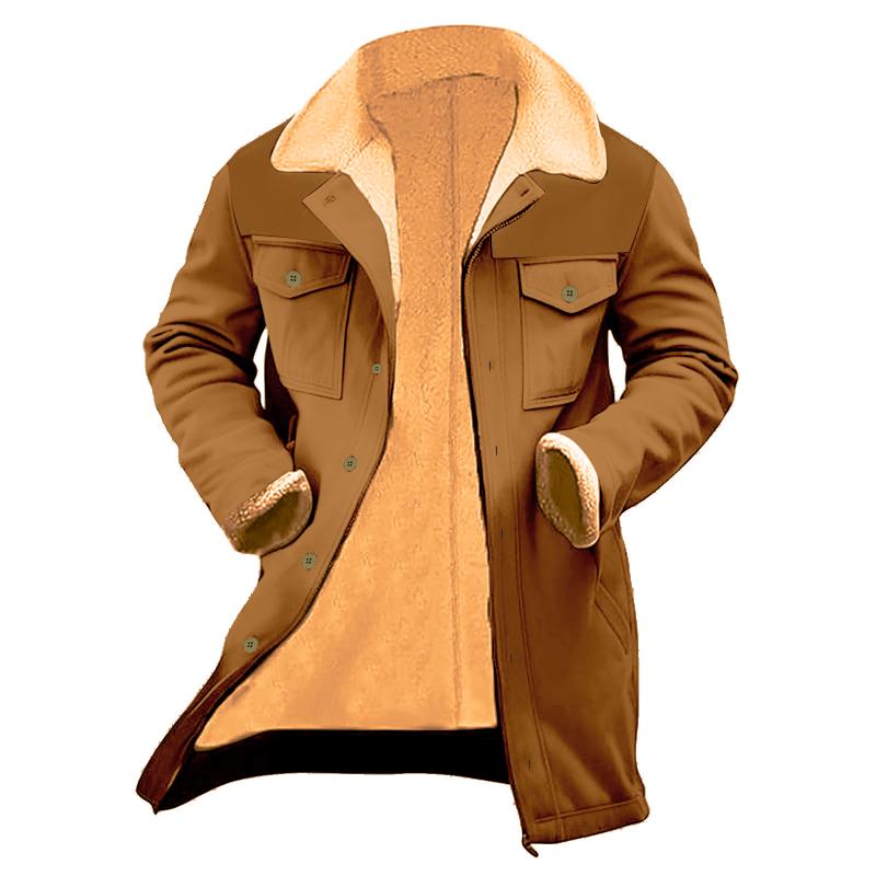 Men's Solid Color Printed Button Patchwork Coat 9261105971384