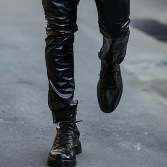 Men's Classic Casual Slim Fit Leather Pants 9887361728696