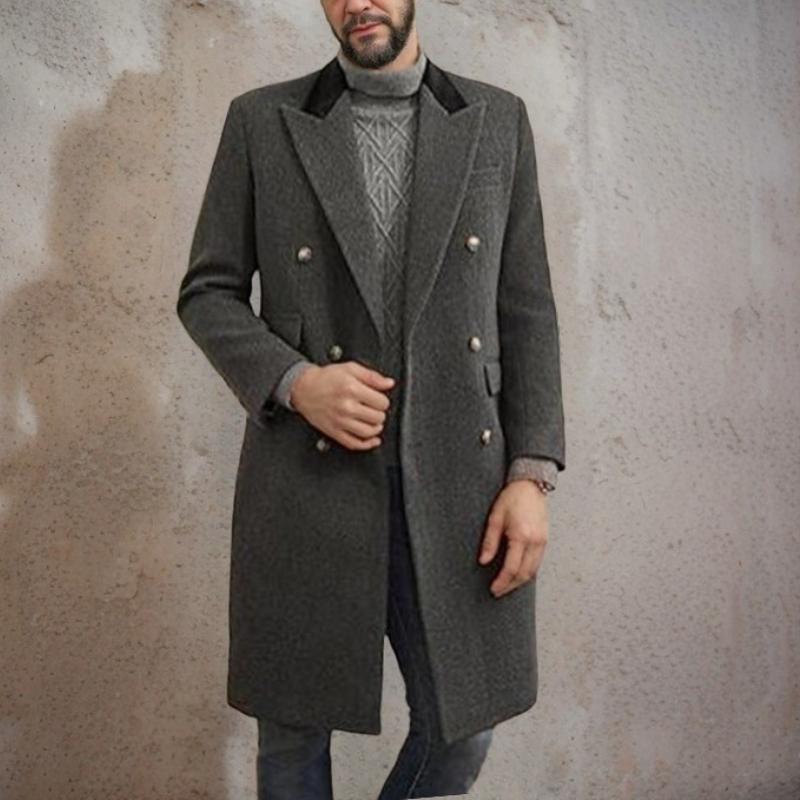 Men's Colorblock Wool Lapel Coat 9261112426680