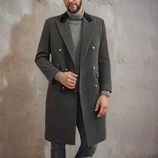 Men's Colorblock Wool Lapel Coat 9261112426680