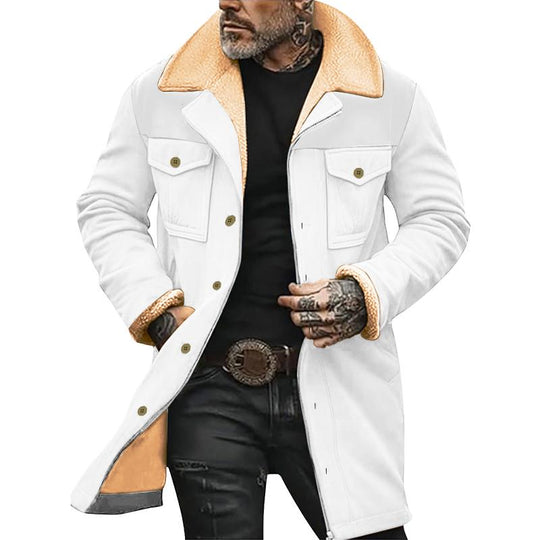 Men's Solid Color Printed Button Patchwork Coat 9261105971384