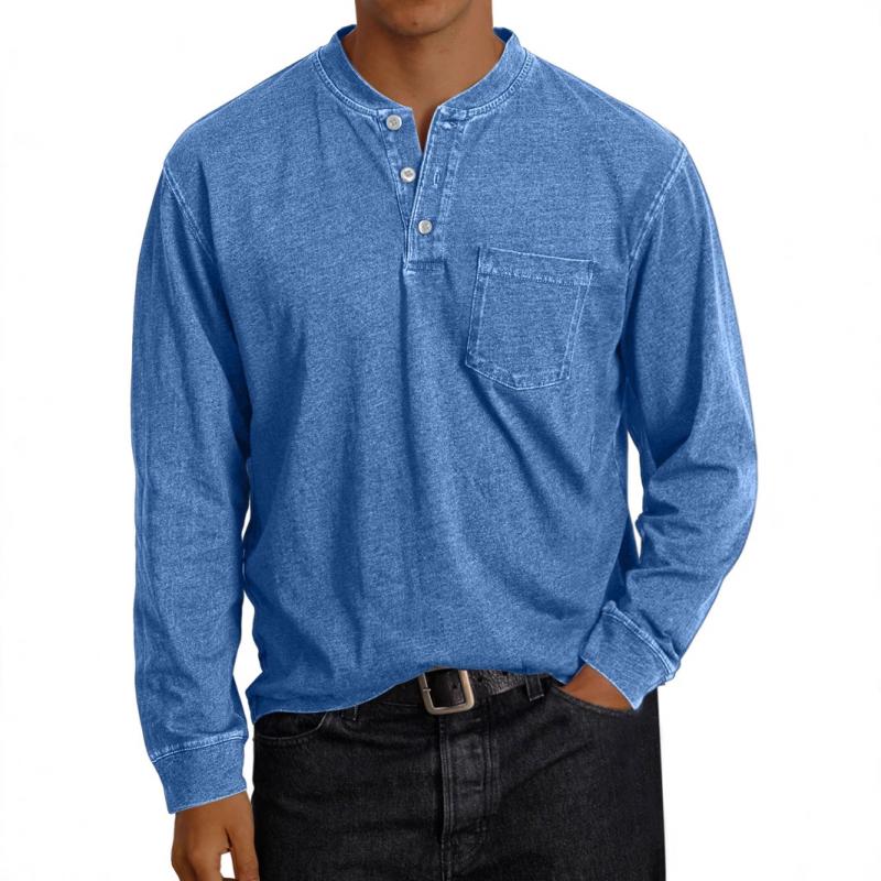 Men's Casual Printed Button-Down Long Sleeve T-Shirt 9261142933688