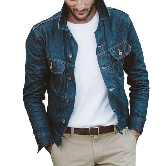 Men's Fashion Lapel Multi-Pocket Pockets Denim Jacket 9886816698552